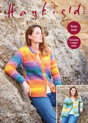 Hayfield 8248 Knitted Round Neck and V Neck Cardigans for Adults in Hayfield Spirit Chunky/#5 weight yarn